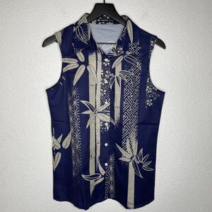 Noracora Sleeveless Navy Bamboo Shirt Size M